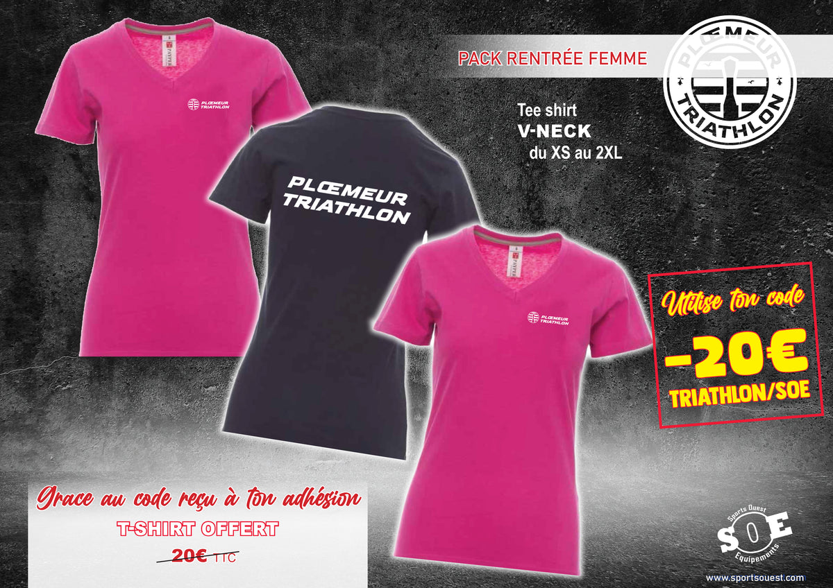 T-shirt femme V-NECK Ploemeur Triathlon