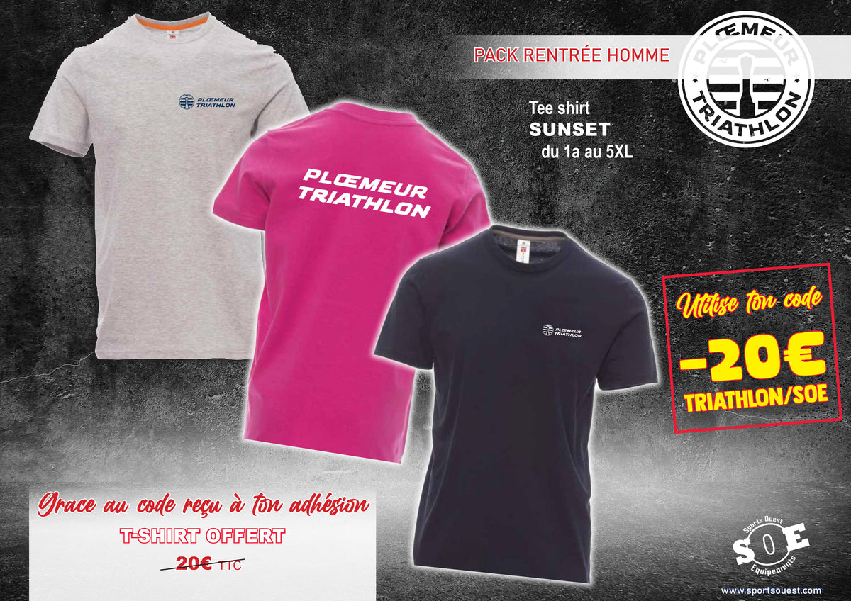 Tee shirt coton SUNSET Ploemeur Triathlon