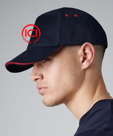 10 Casquettes Bicolores Marquage du logo face avant