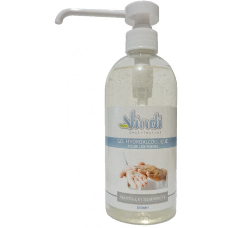 Gel hydroalcoolique à pompe 500ml VINDI