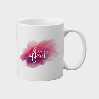 Tasse blanche impression multicouleur