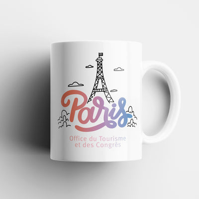 Tasse blanche impression multicouleur
