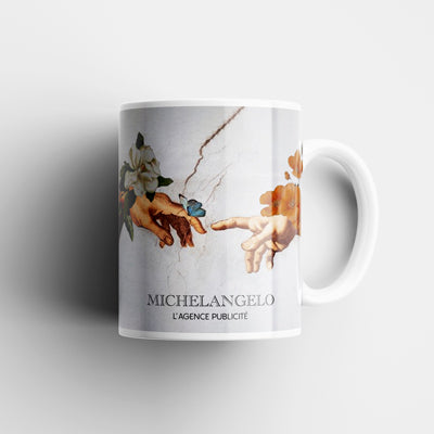 Tasse blanche impression multicouleur